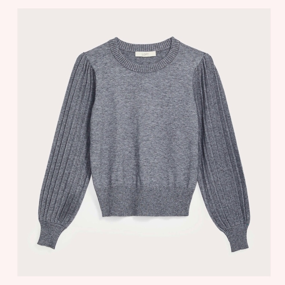 LOFT Pleated Puff Sleeve Sweater